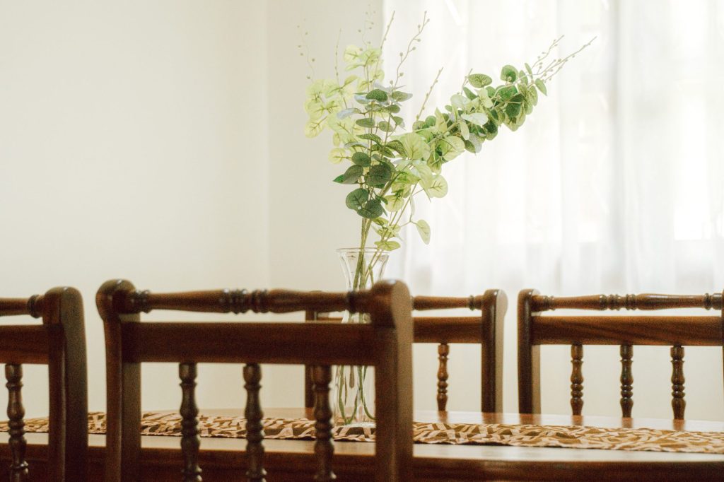 Dining chair and floral arrangement, JOSIRE Residence